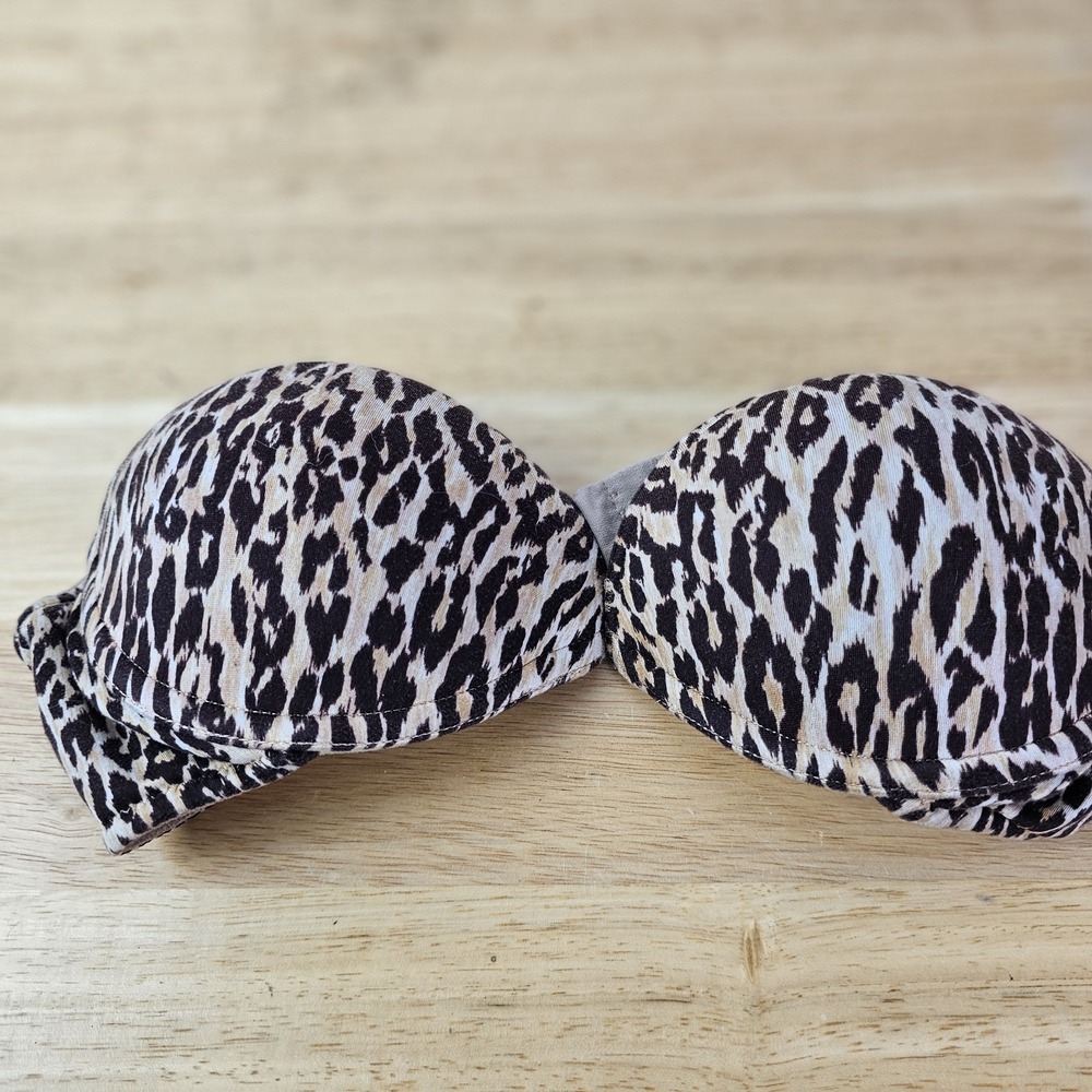 Victoria's Secret Plunge Strapless Bra 32C  Animal Print‎ Satin Altered